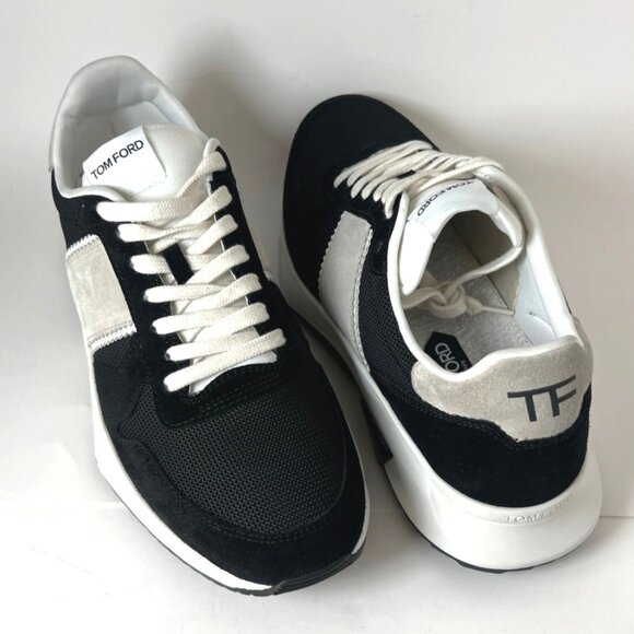 Tom Ford Technical Sneakers Black White Leather Lace-Up Men Shoes Size 10 main image 2